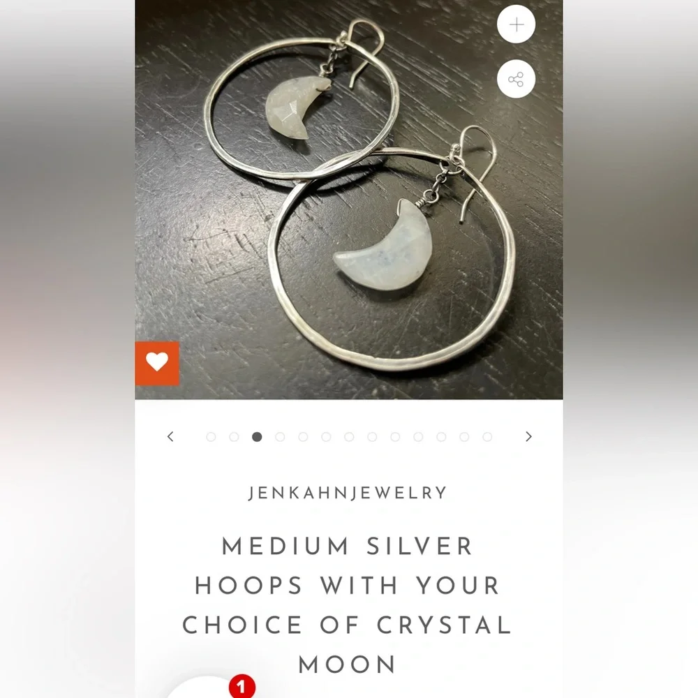 Jennifer Kahn Medium Silver Moon Hoop Earrings: Great condition - Picture 1 of 4